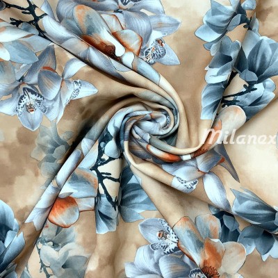 tkanina barbi kwiaty magnolii na beżu
