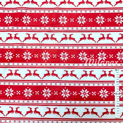 Płótno bawełniane tkanina świąteczna renifery czerwone
