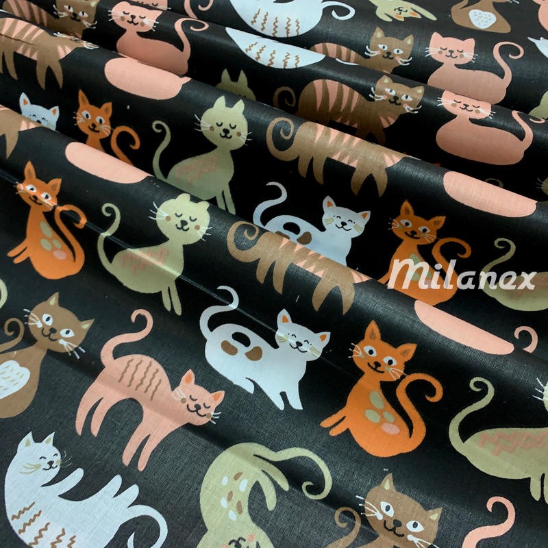 Płótno bawełniane kolorowe kotki