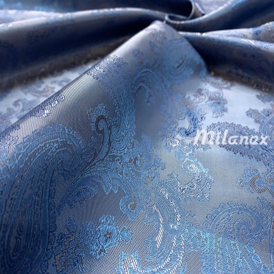 Podszewka wiskozowa żakardowa turecki paisley niebieska