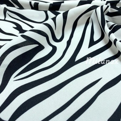 Tkanina wiskozowa zebra czarno-biała