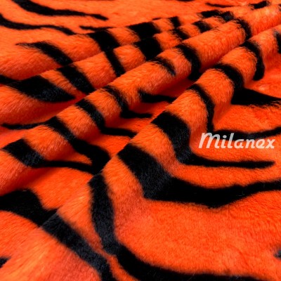 Futro krótki włos tygrysek pomarańczowy fluo
