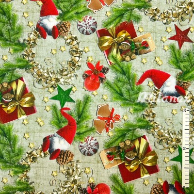 Tkanina dekoracyjna świąteczna oxford czerwone szkrzaty