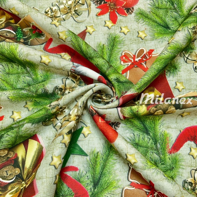 Tkanina dekoracyjna świąteczna oxford czerwone szkrzaty