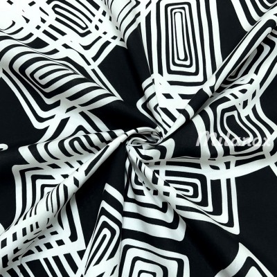 tkanina wiskozowa czarno - białe prostokąty